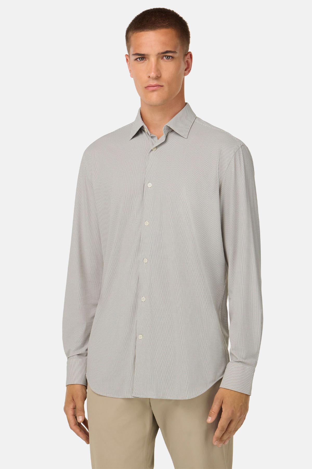 Camisa De Nailon Elástico Slim Fit