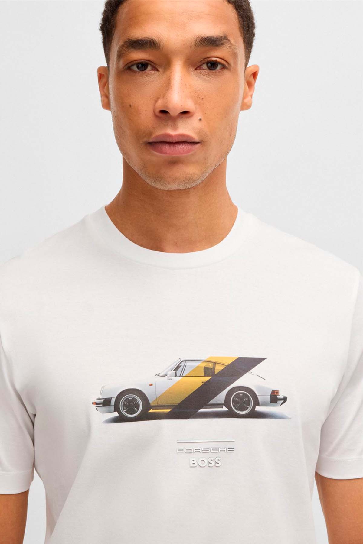 Camiseta Porsche x BOSS de algodón mercerizado con detalle de la colaboración image number 2