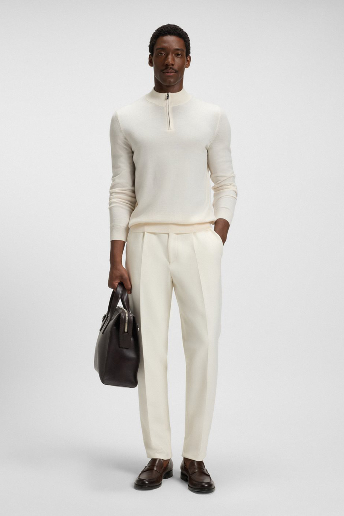 Suéter De Cuello Con Cremallera En Lana Virgen