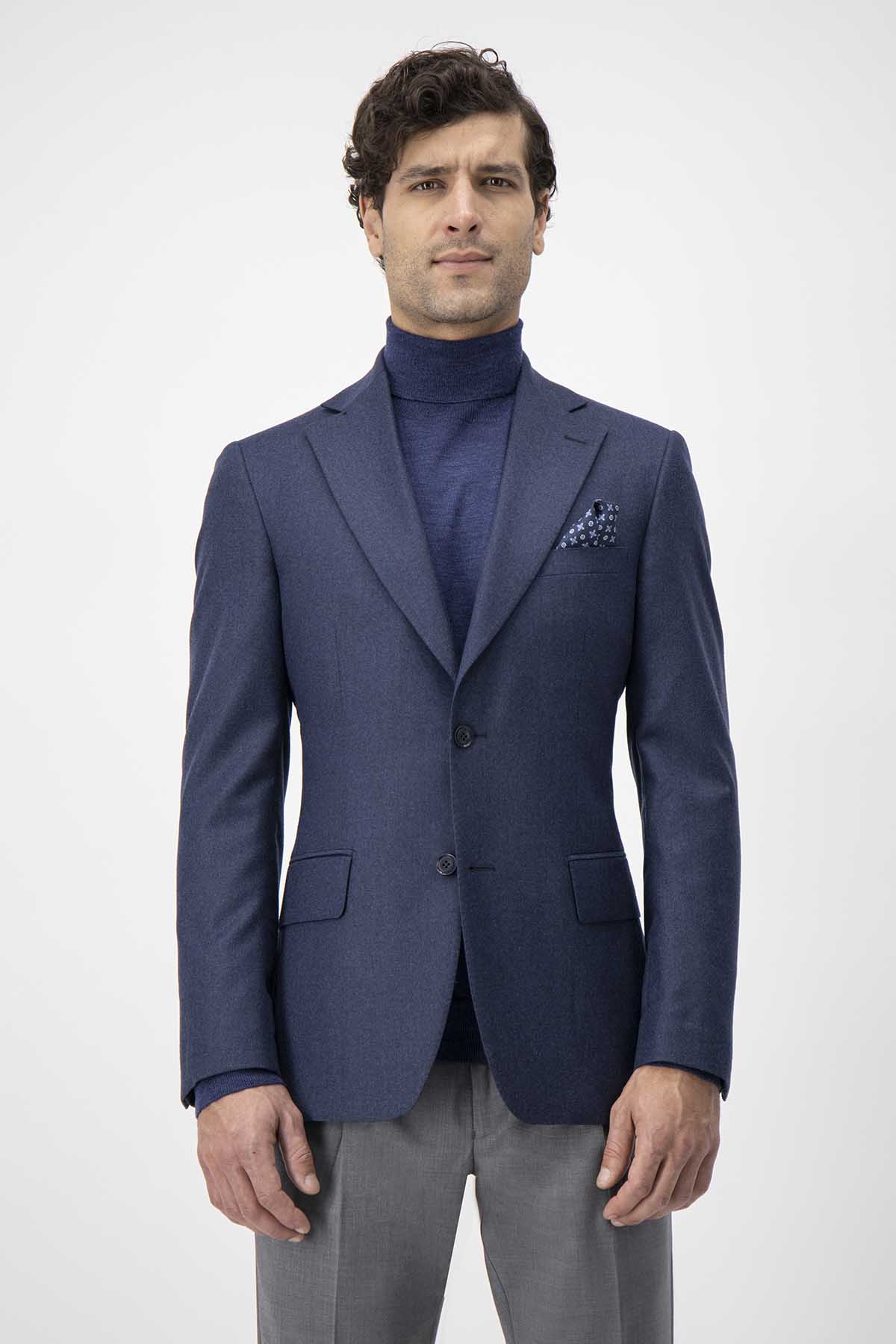 SACO CASUAL CASHMERE CALDERONI COLOR AZUL MARINO SLIM FIT image number 8