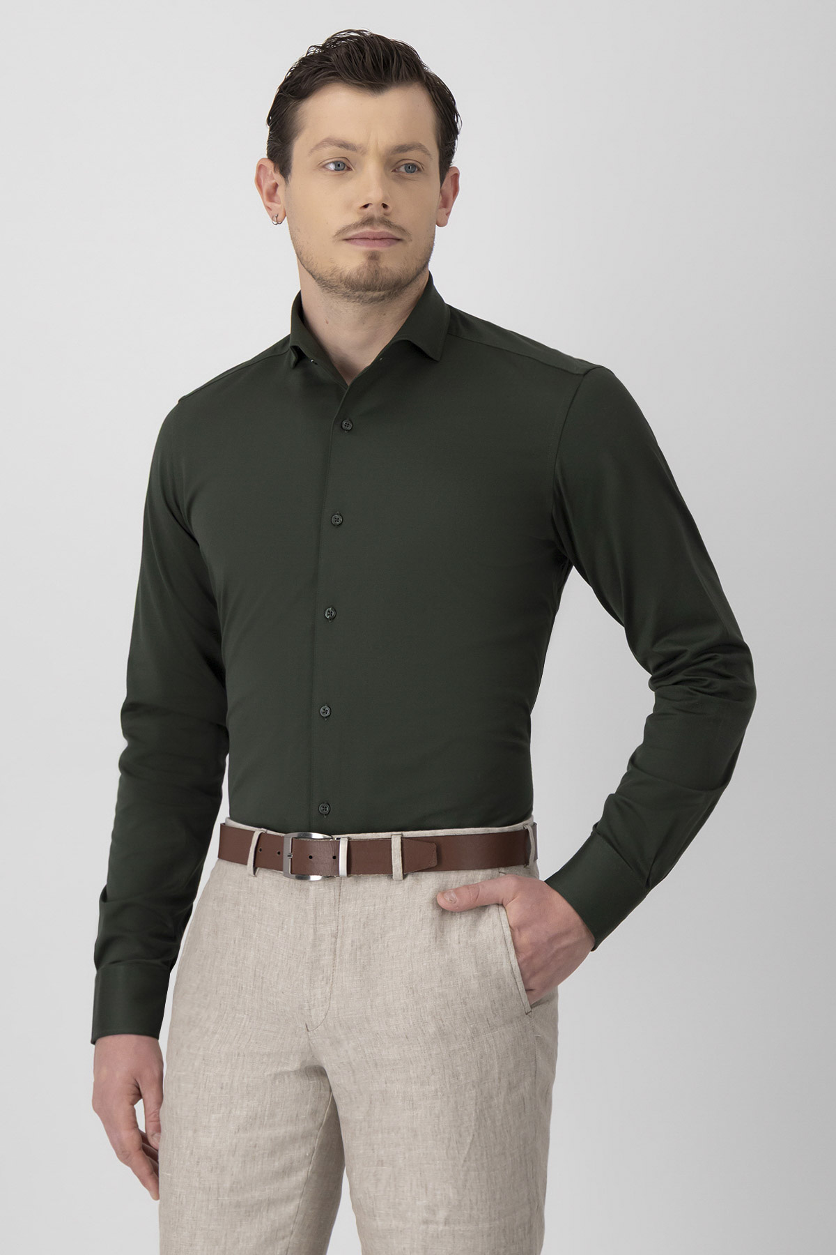 Camisa Casual Tec-Knit Contemporary Fit