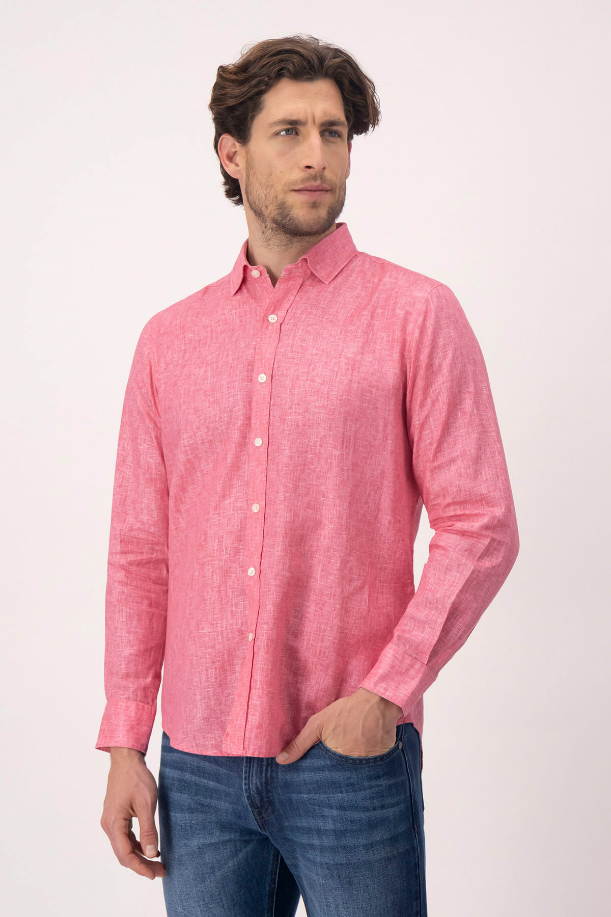 Camisa Casual LINEN Rosa Contemporary Fit