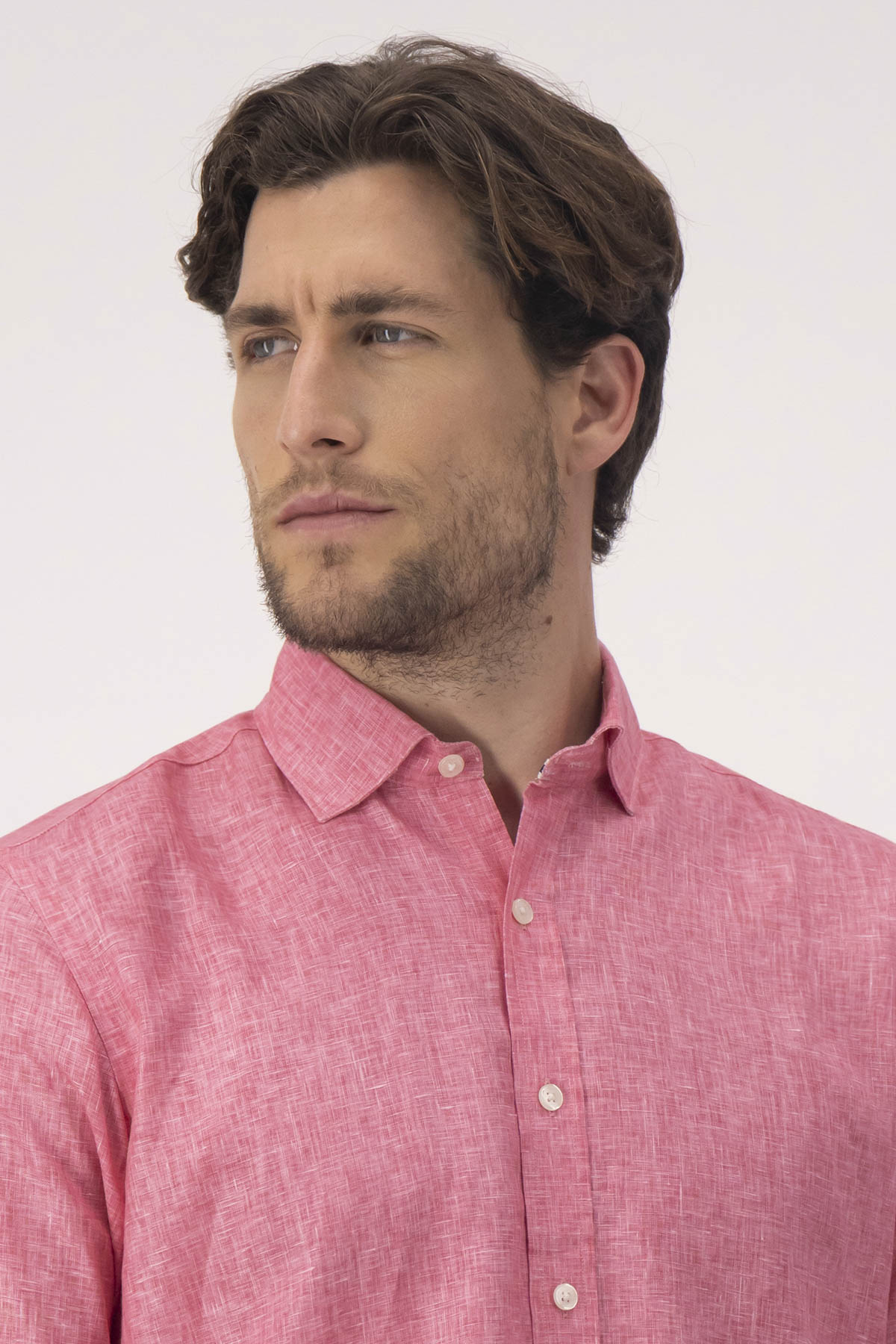 Camisa Casual LINEN Rosa Contemporary Fit