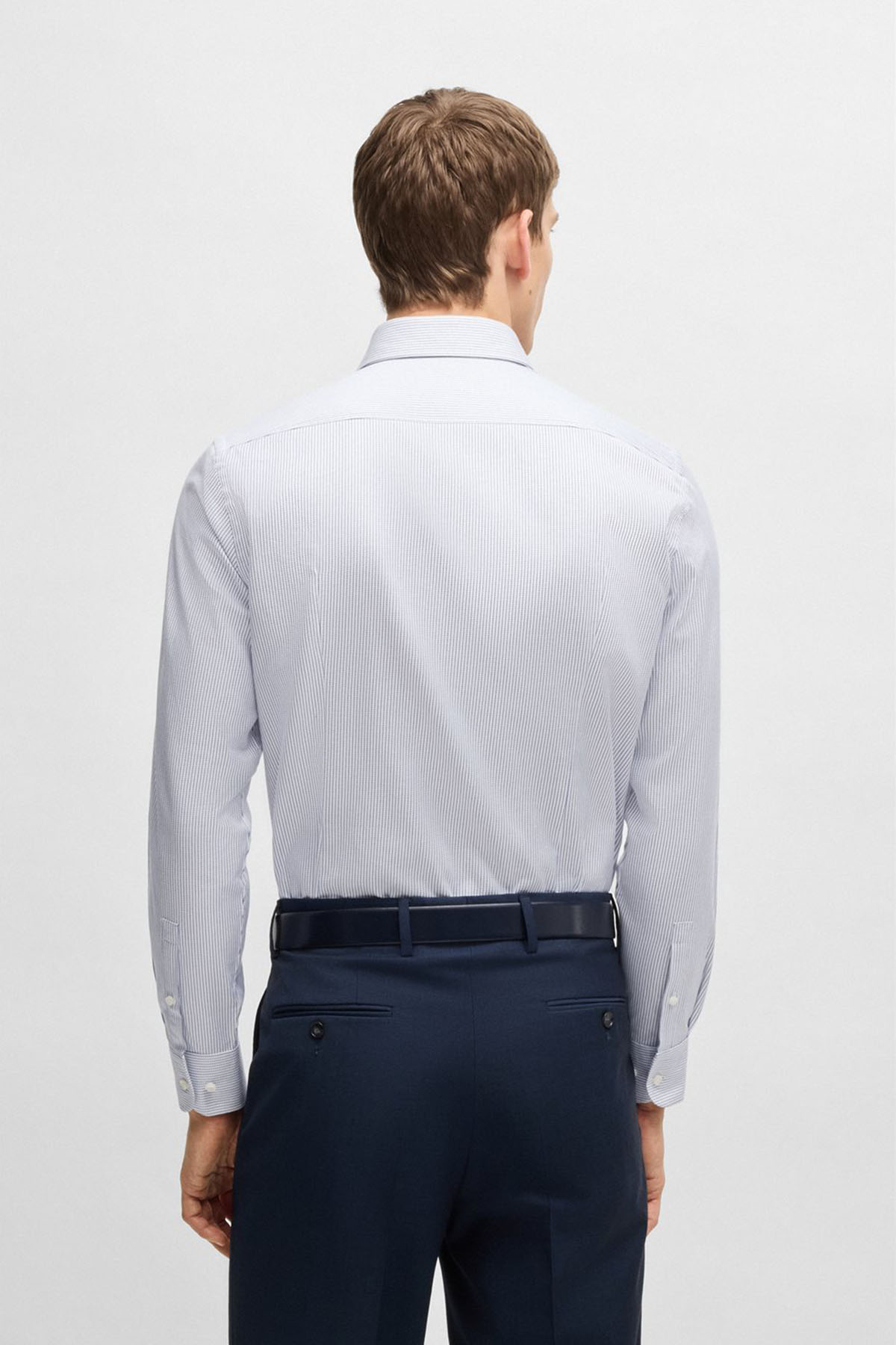 Camisa Slim Fit En Algodón A Rayas De Planchado Fácil image number 1