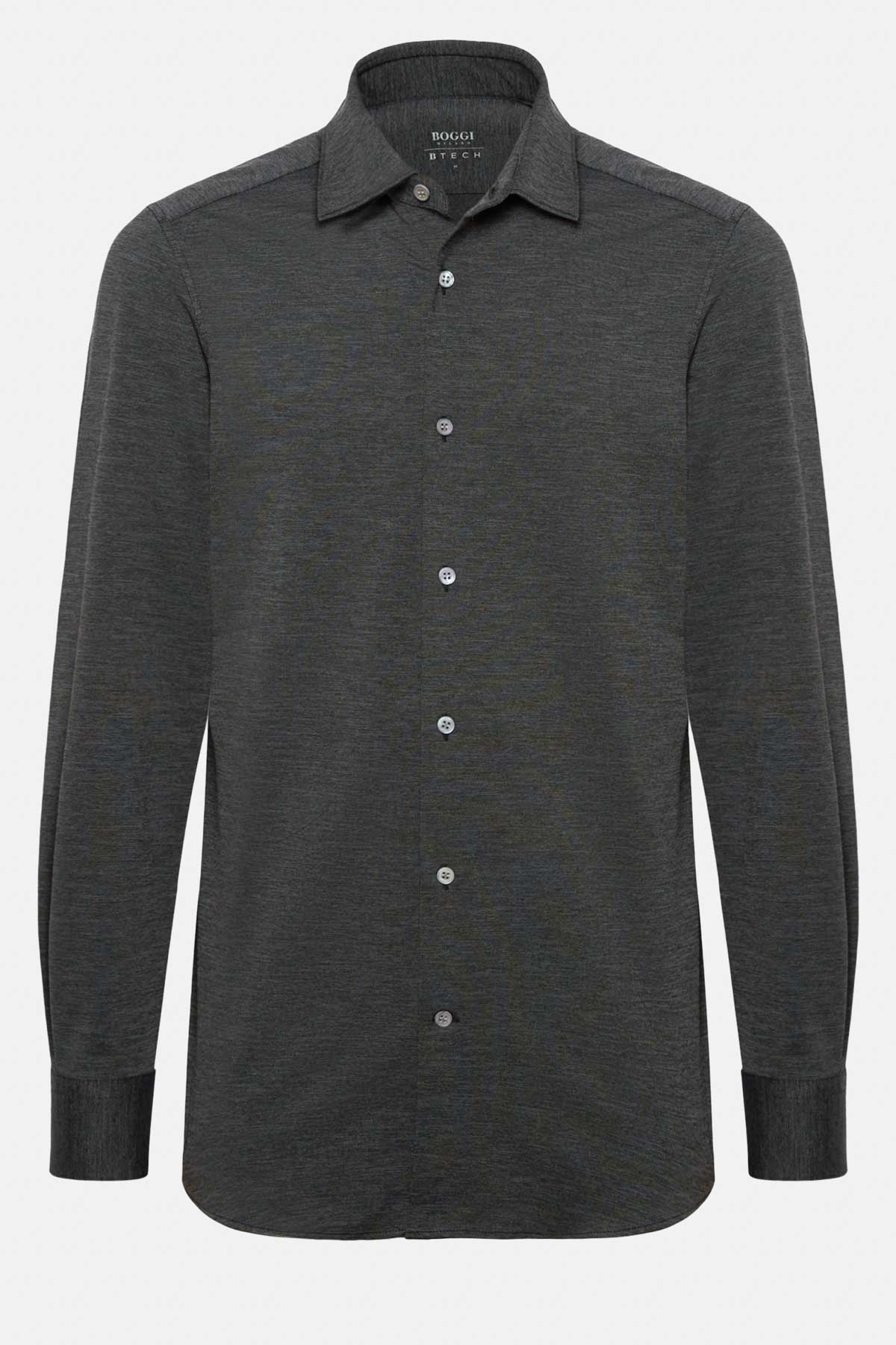 Camisa Antracita De Nailon Elástico Corte Slim image number 0