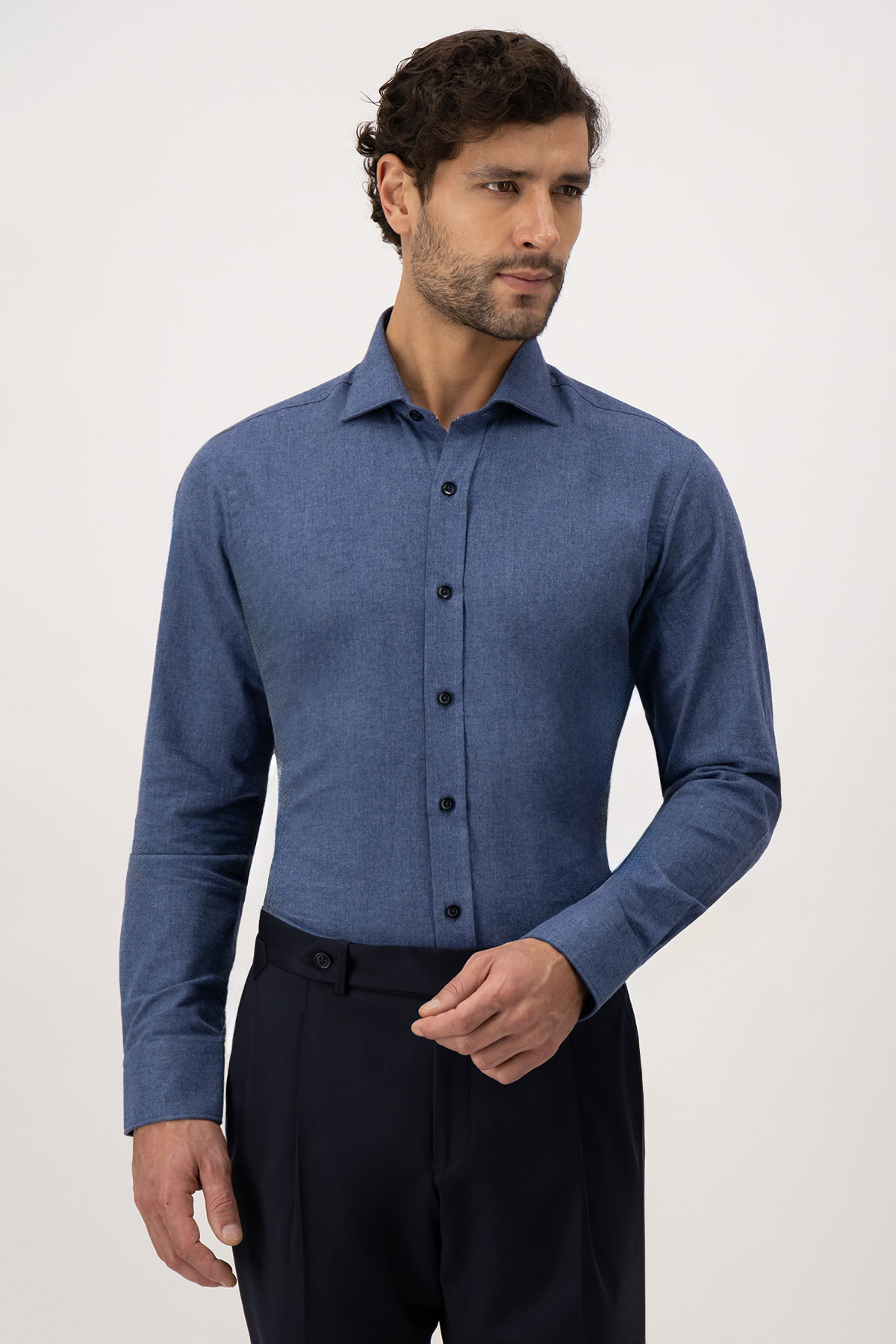 CAMISA CASUAL CALDERONI AZUL CONTEMPORARY FIT image number 0