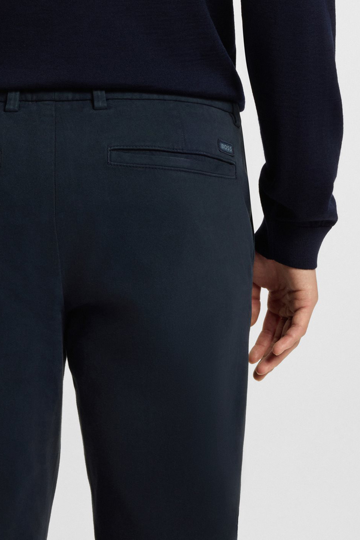 Pantalón Slim Fit De Sarga De Algodón Elástico