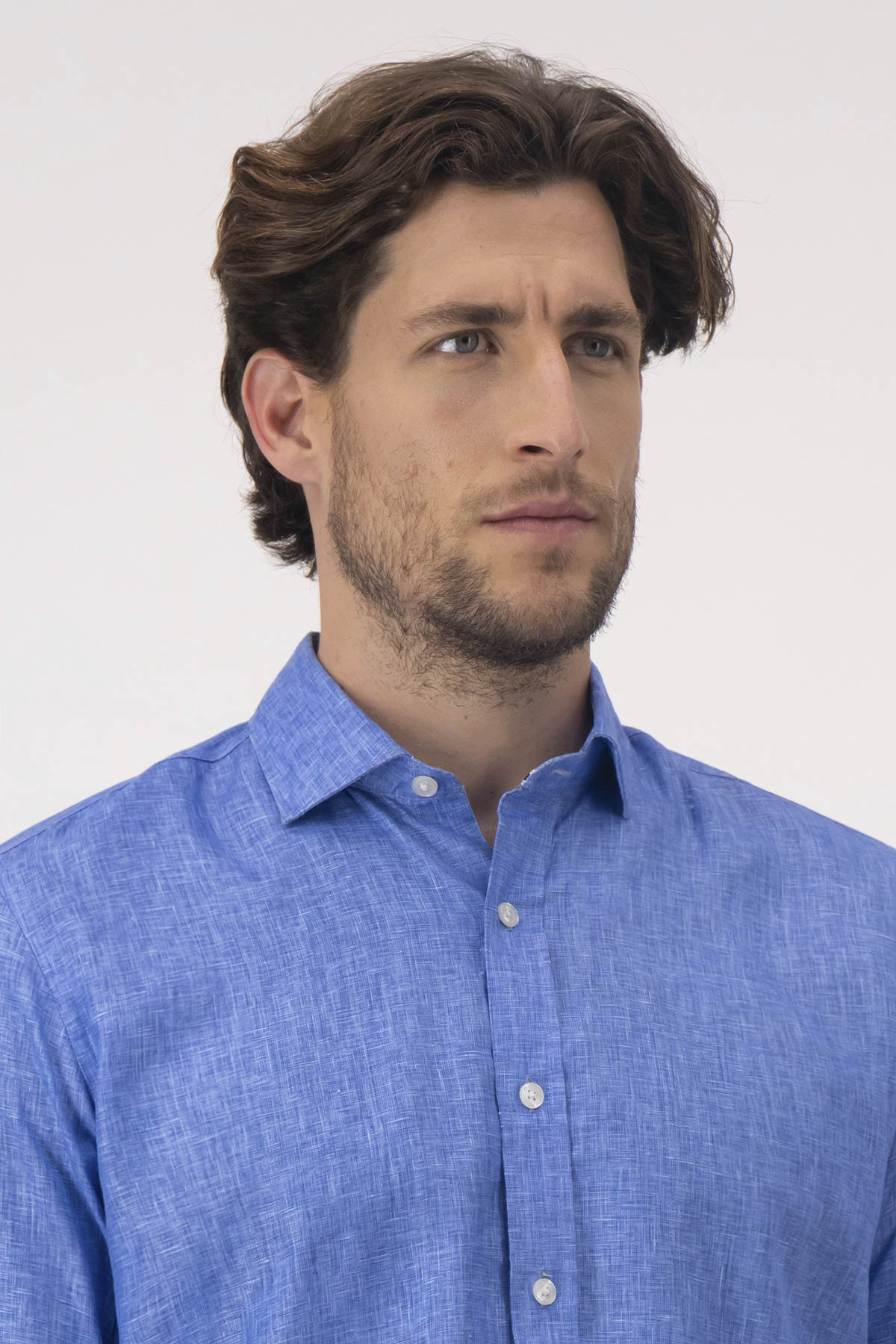 Camisa Casual LINEN Azul Claro Contemporary Fit image number 1