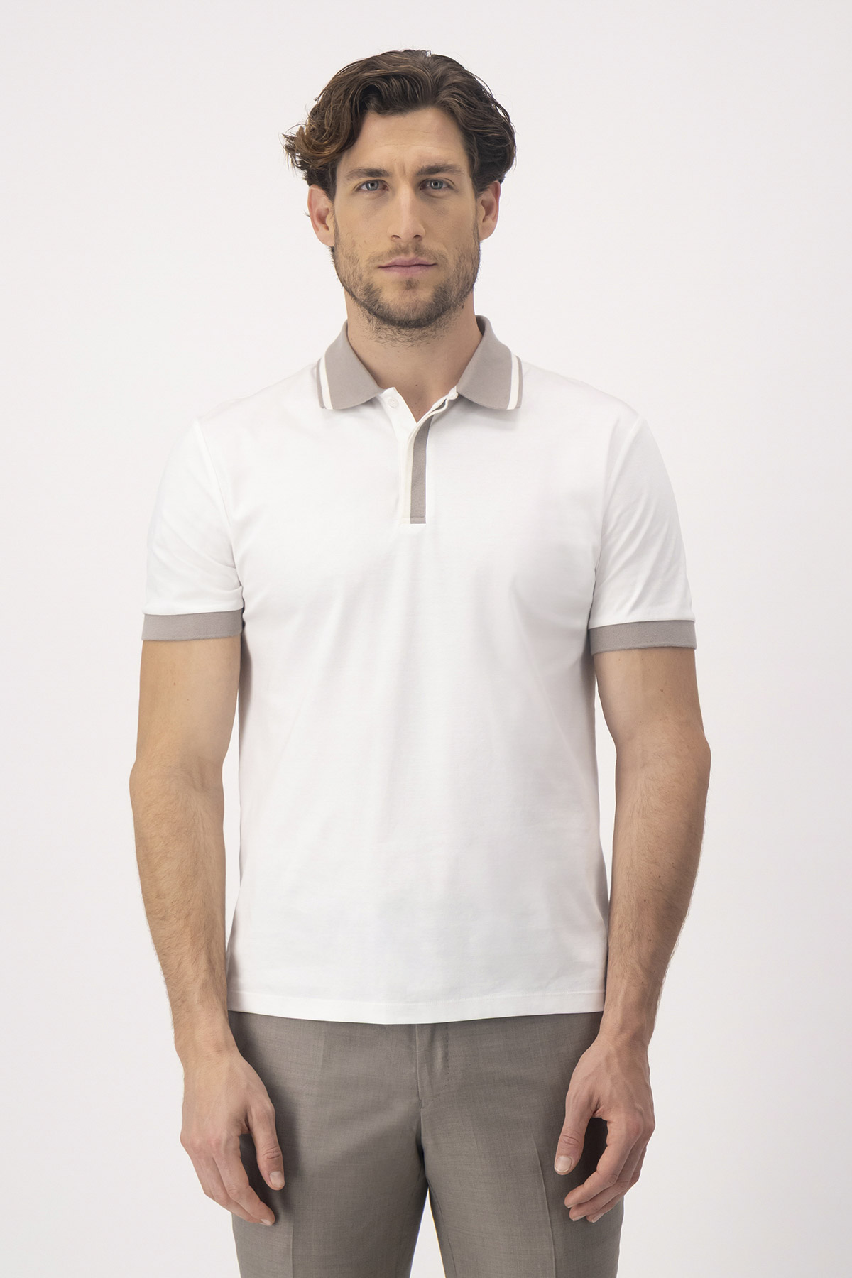 PLAYERA TIPO POLO MERCERIZED COTTON BLANCO CONTEMPORARY FIT