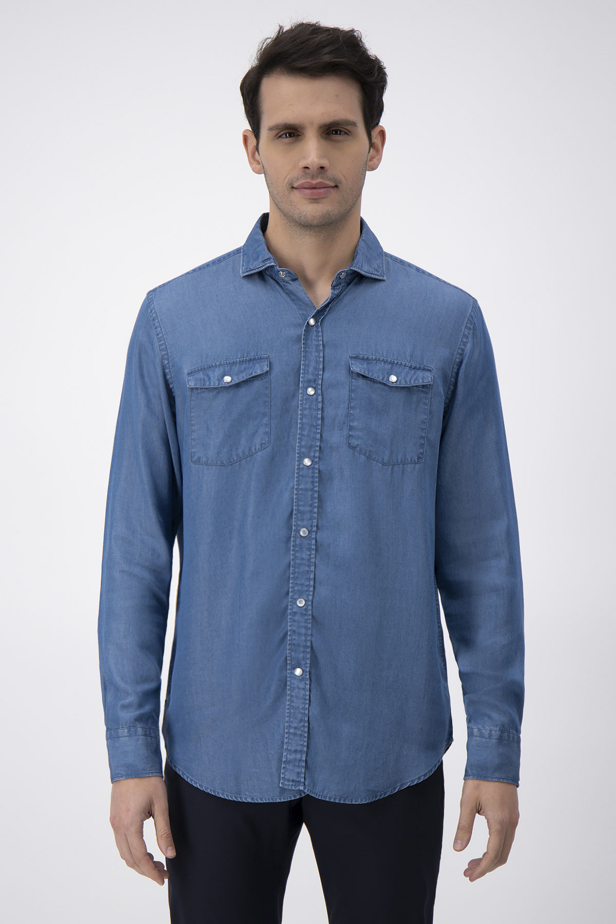 CAMISA CASUAL DENIM TENCEL CALDERONI CONTEMPORARY FIT image number 0