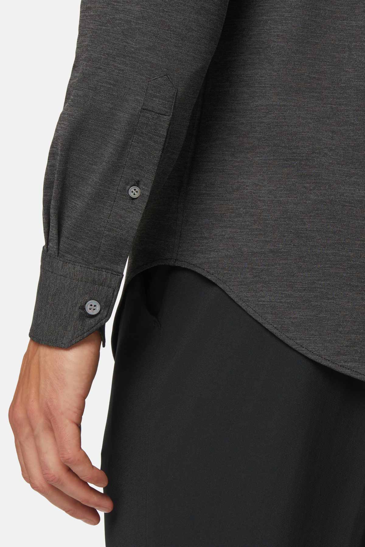 Camisa Antracita De Nailon Elástico Corte Slim image number 3