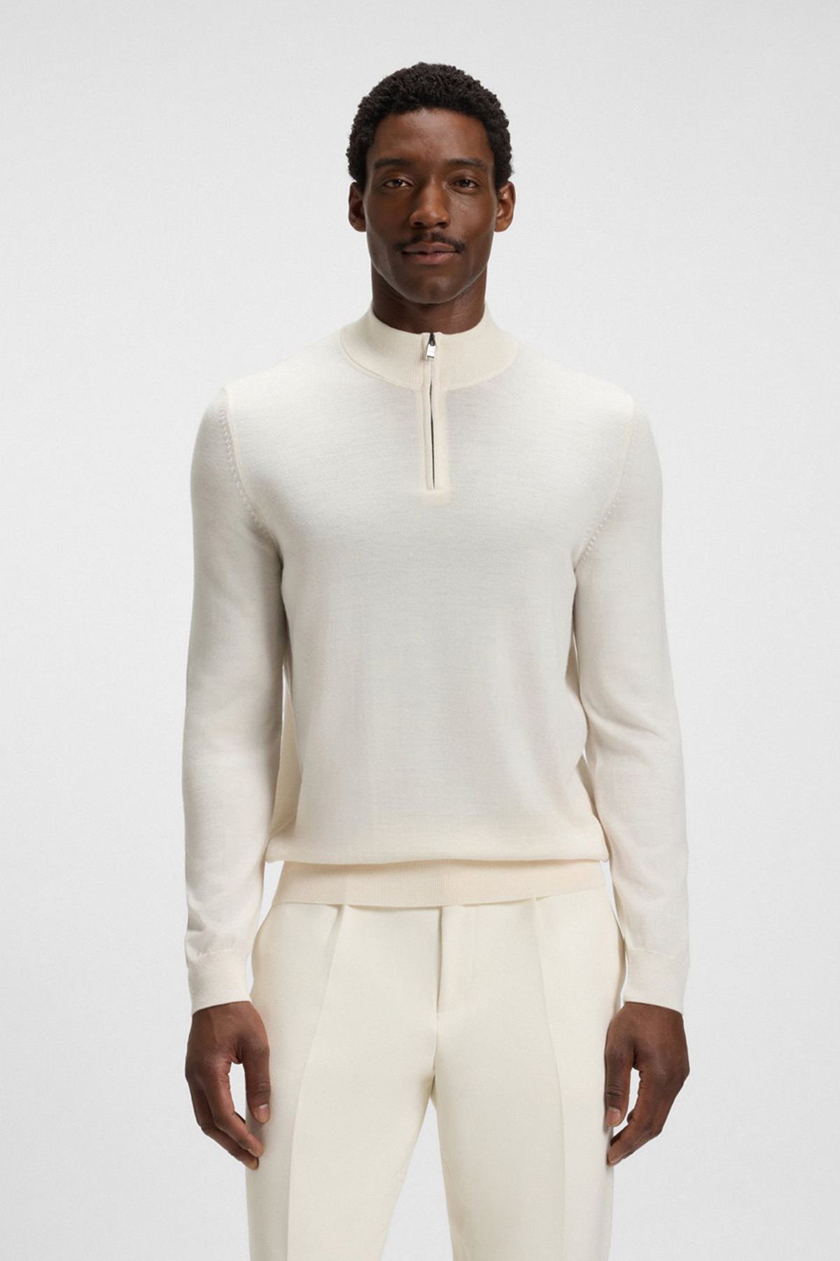 Suéter De Cuello Con Cremallera En Lana Virgen