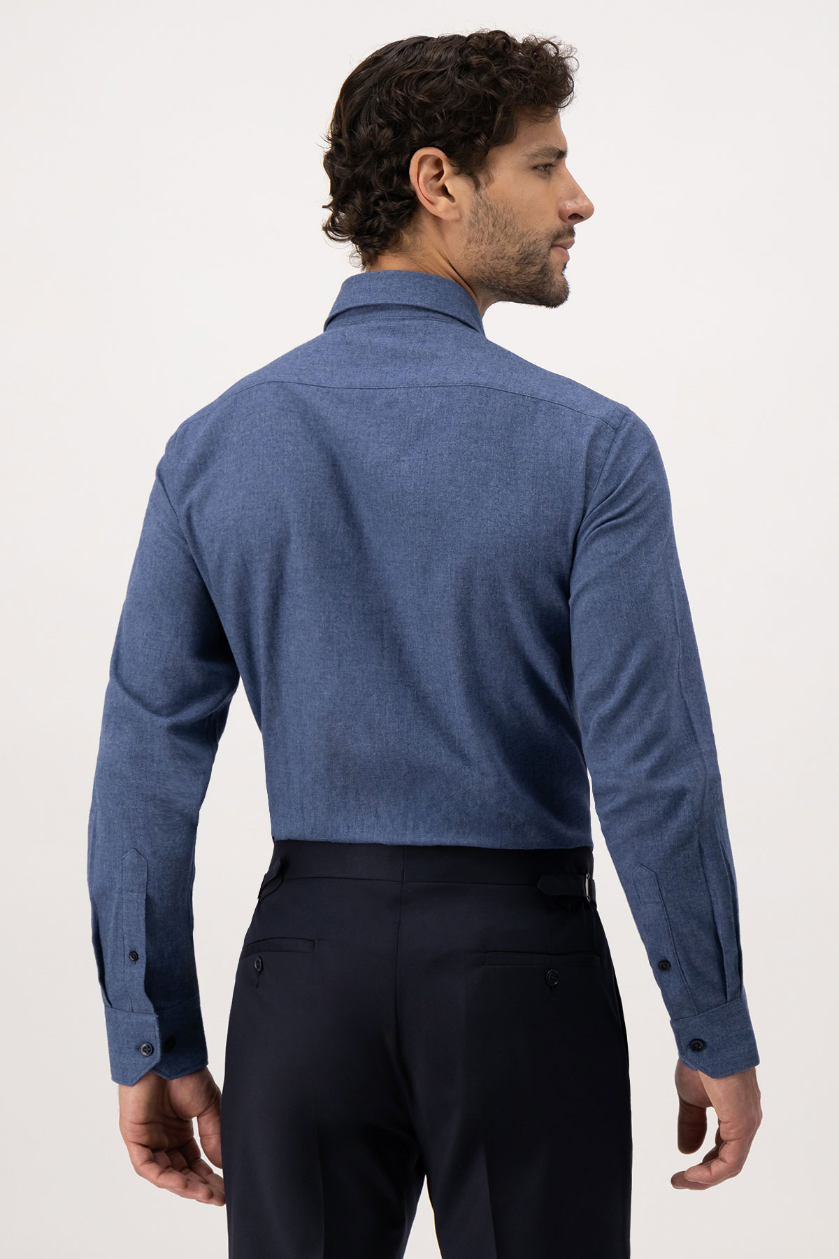 CAMISA CASUAL CALDERONI AZUL CONTEMPORARY FIT image number 4