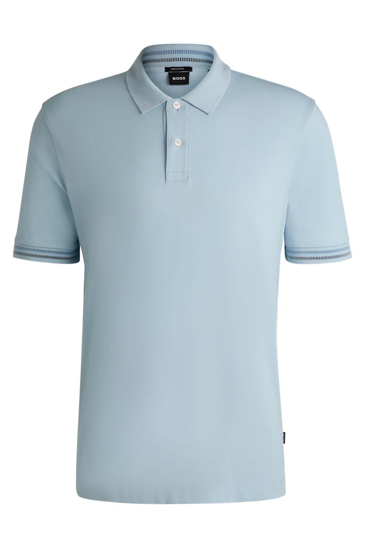 Polo regular fit en algodón mercerizado con ribetes a rayas image number 4