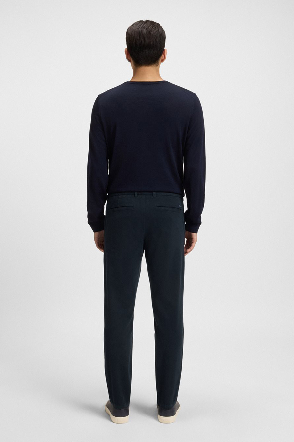 Pantalón Slim Fit De Sarga De Algodón Elástico
