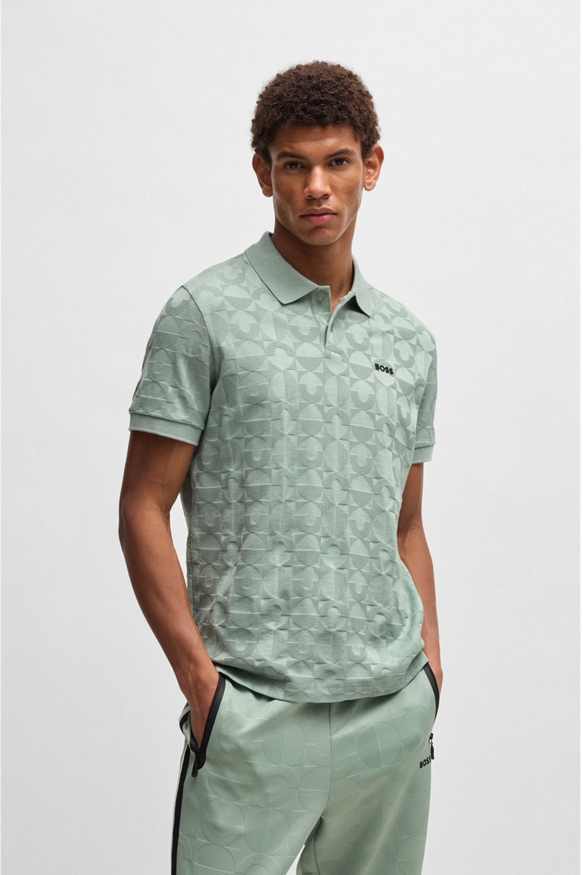 Polo De Algodón Con Jacquard Circular image number 1
