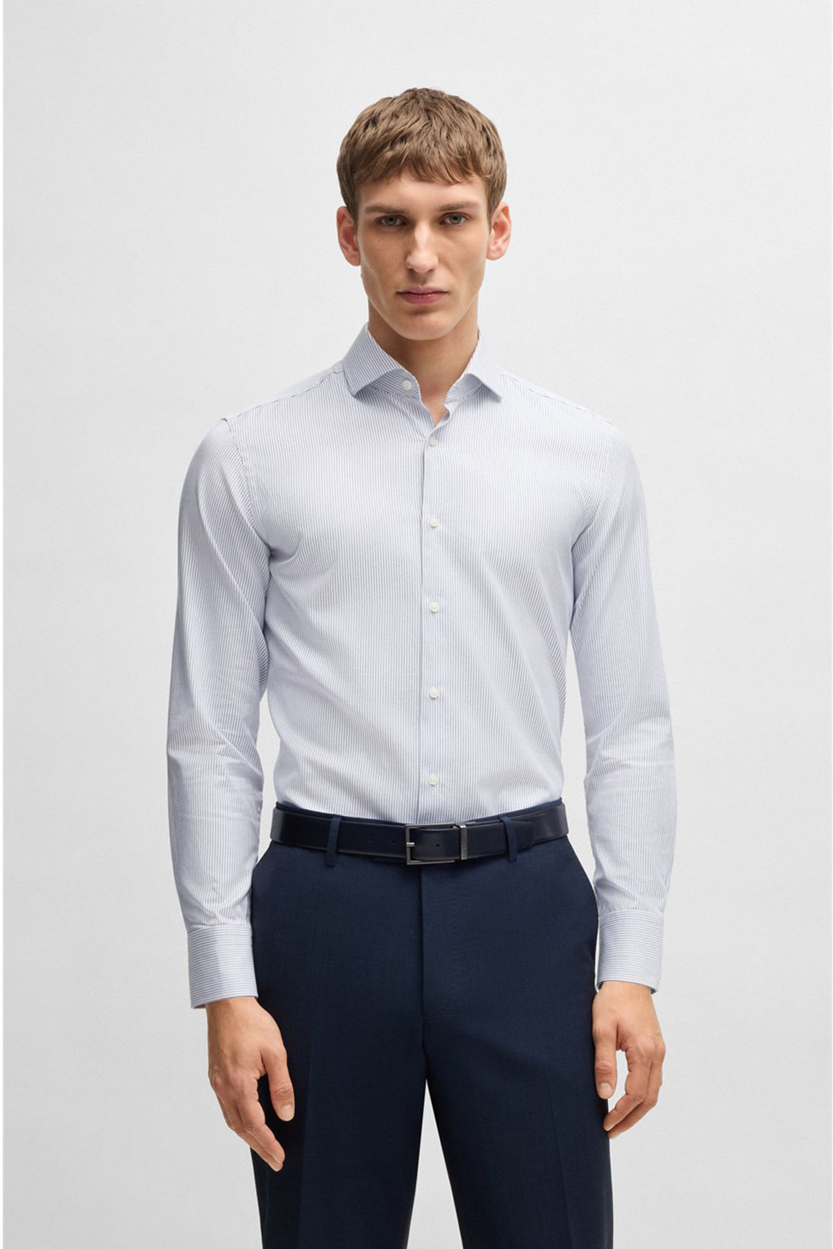 Camisa Slim Fit En Algodón A Rayas De Planchado Fácil