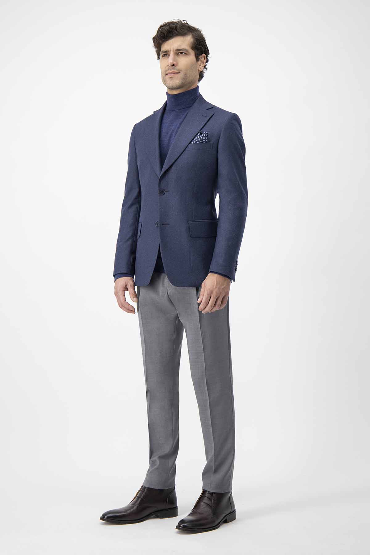 SACO CASUAL CASHMERE CALDERONI COLOR AZUL MARINO SLIM FIT image number 5