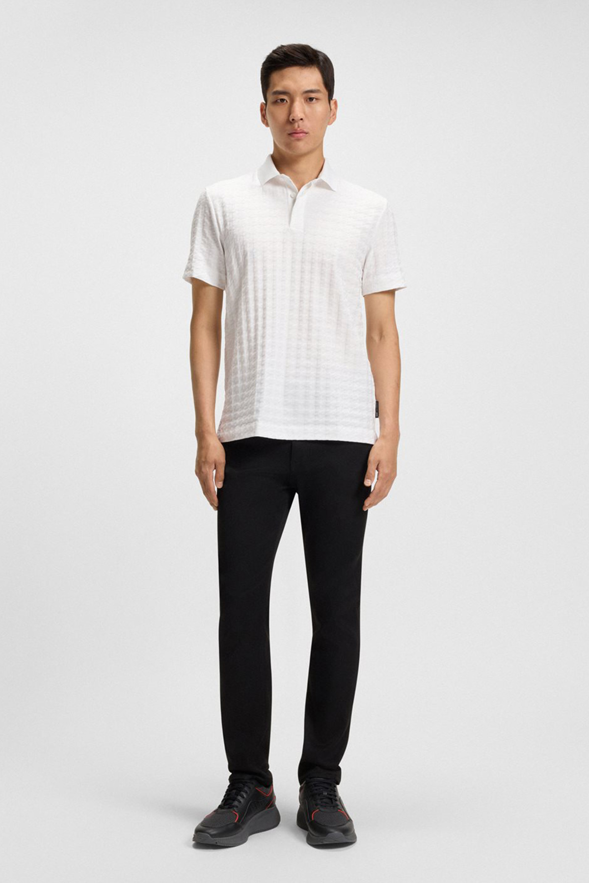 Polo Porsche x BOSS En Algodón Mercerizado Con Jacquard De Pata De Gallo