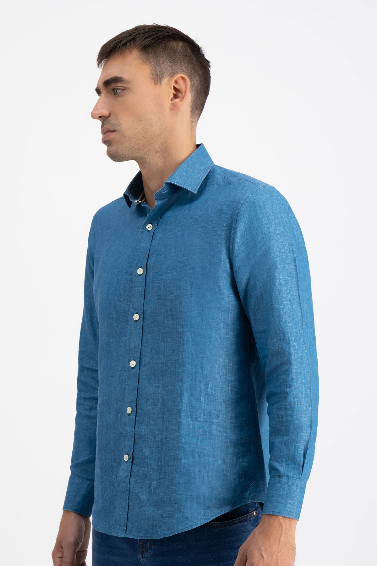 CAMISA PAPER TOUCH TURQUESA CALDERONI SLIM FIT image number 0