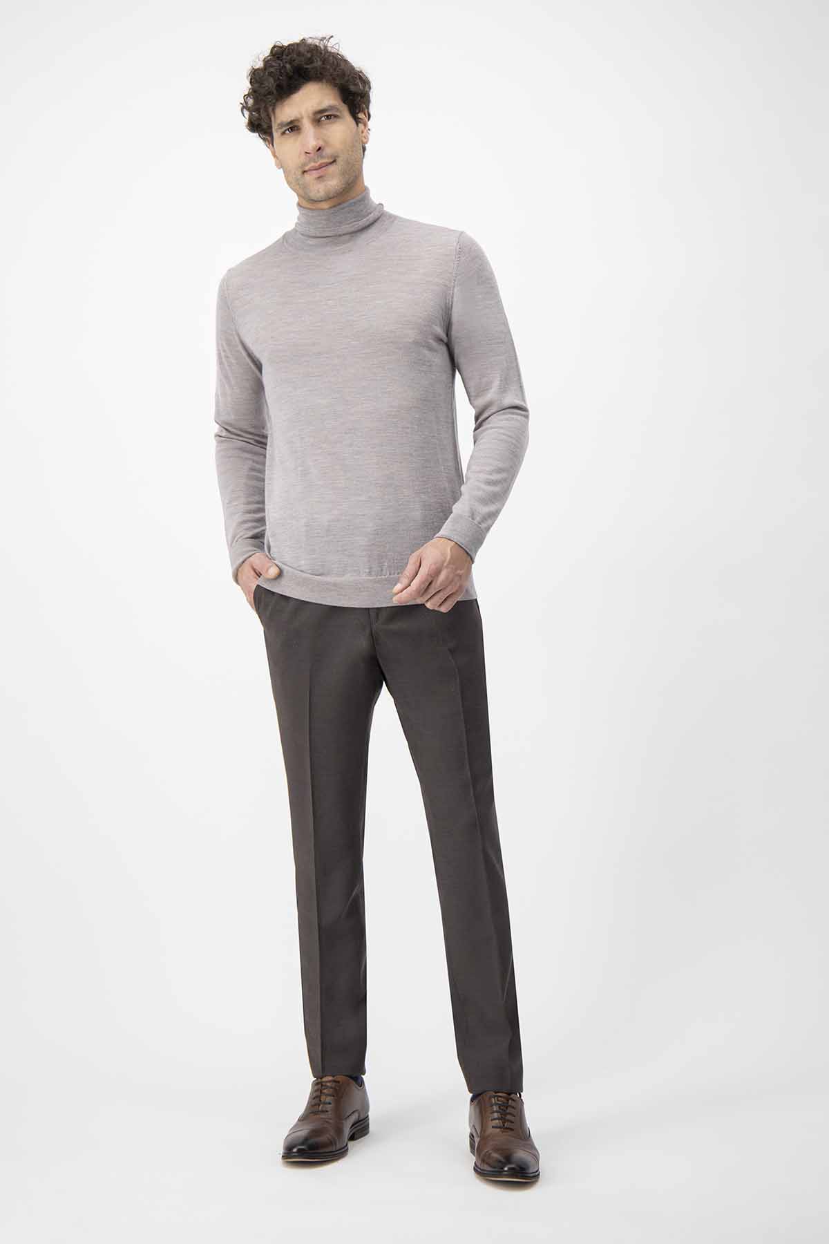 SUETER LANA MERINO CALDERONI CONTEMPORARY FIT COLOR BEIGE image number 7