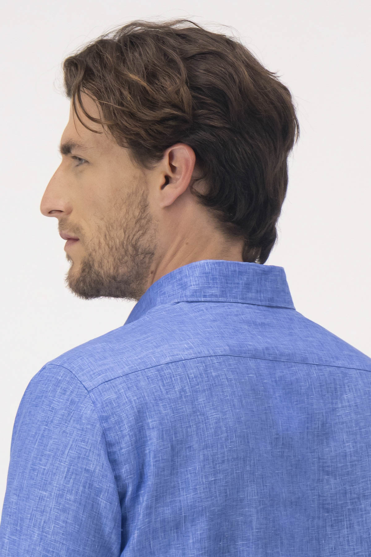 Camisa Casual LINEN Azul Claro Contemporary Fit image number 3