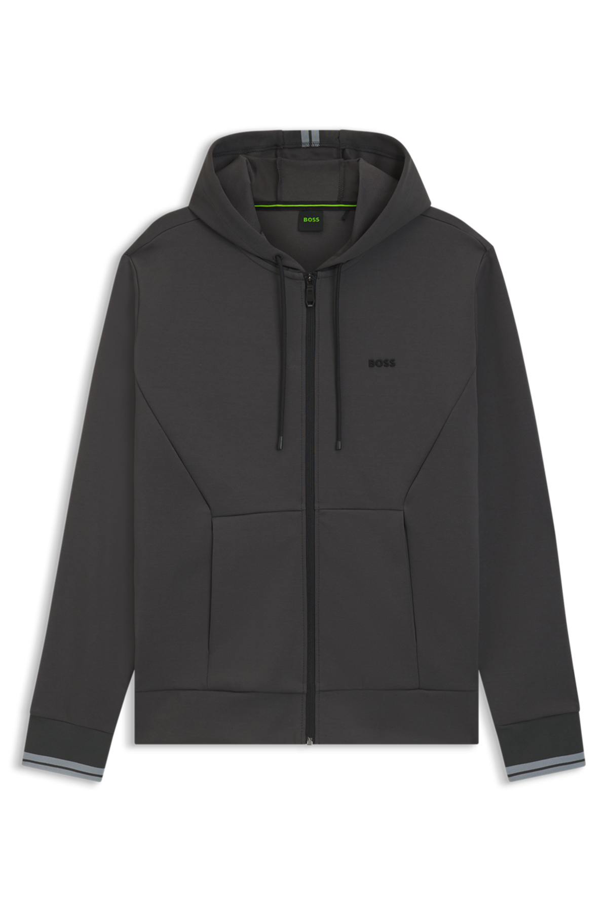 Sudadera Con Capucha Y Cremallera De Mezcla De Algodón Con Detalles De Rayas