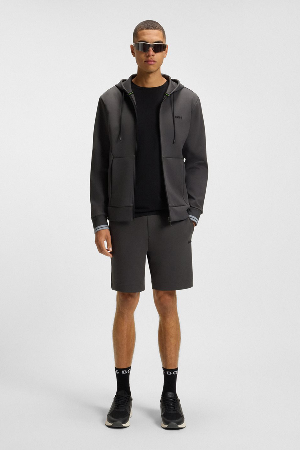 Sudadera Con Capucha Y Cremallera De Mezcla De Algodón Con Detalles De Rayas