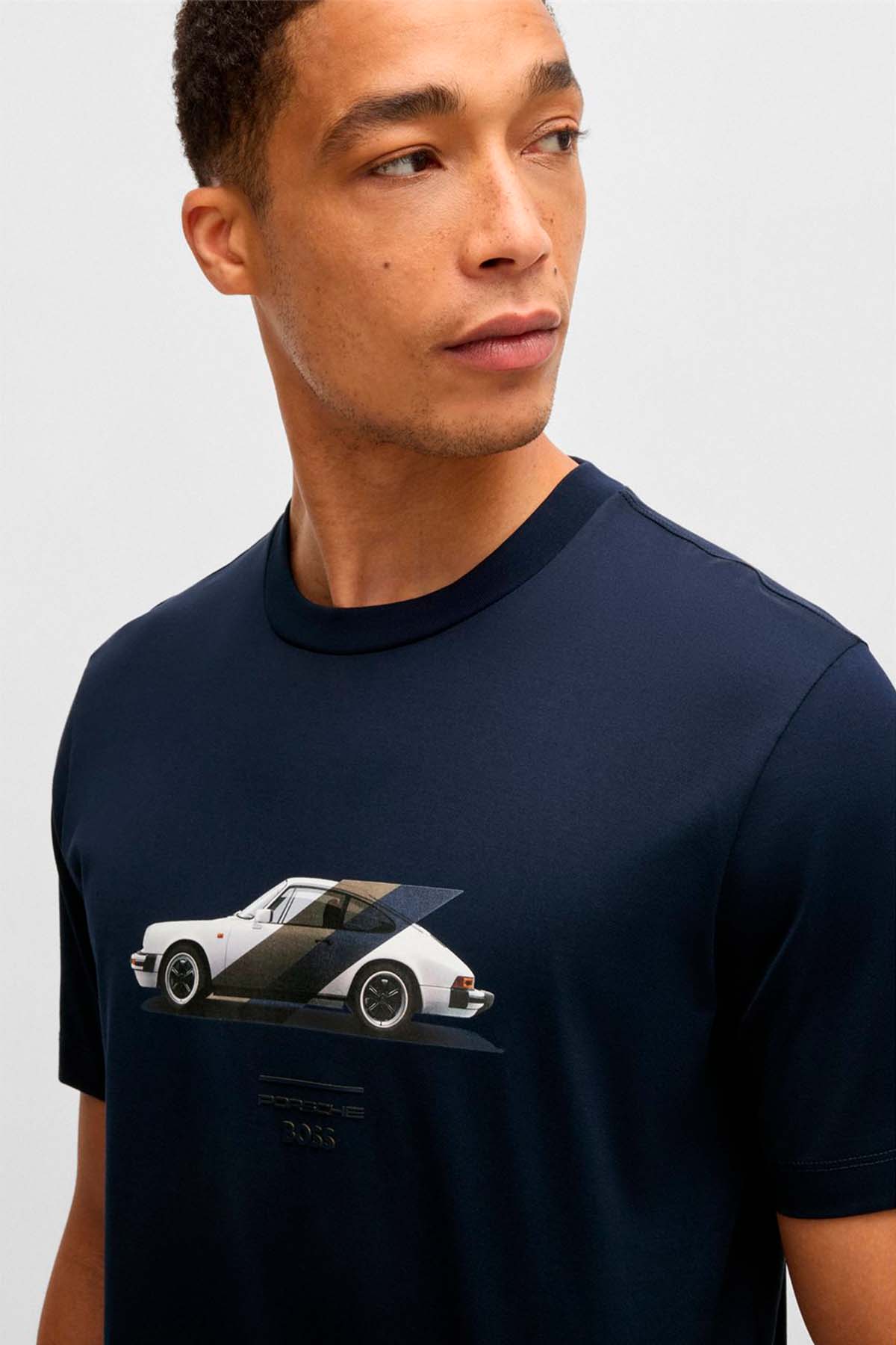 Camiseta Porsche x BOSS de algodón mercerizado con detalle de la colaboración image number 2