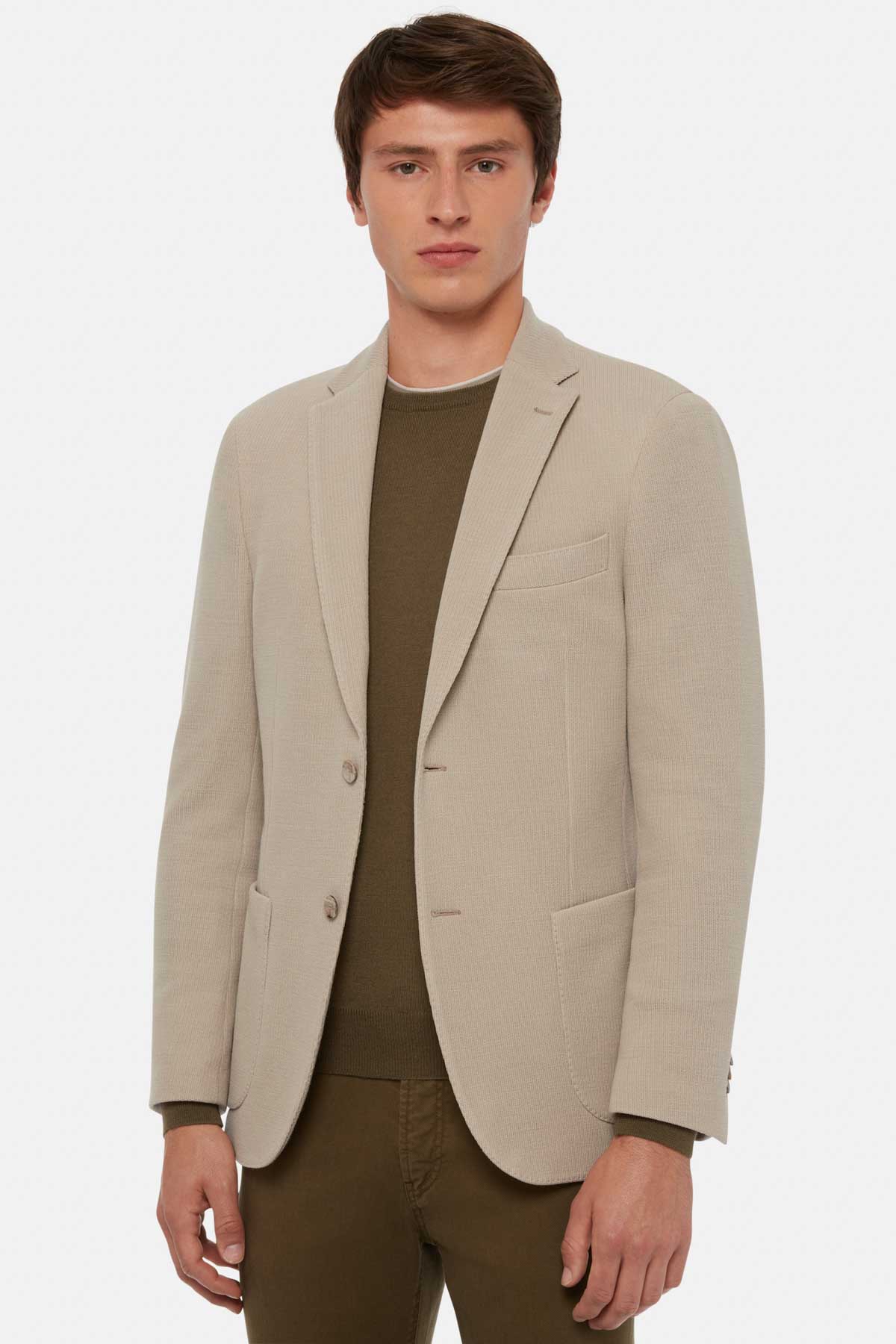 Chaqueta Beige Estructurada De Lana Jersey image number 0