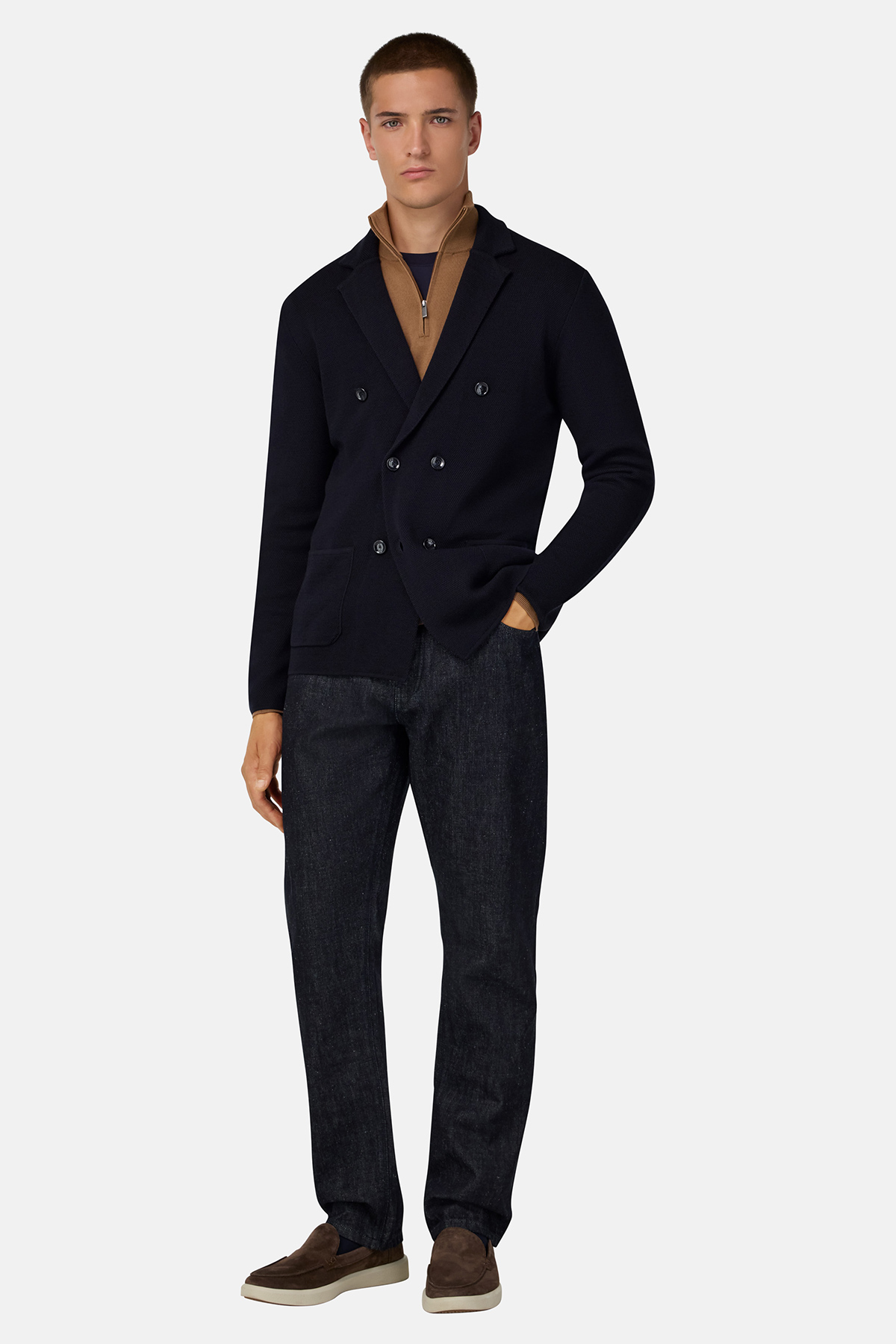 Suéter De Punto De Doble Botonadura de Lana Merina