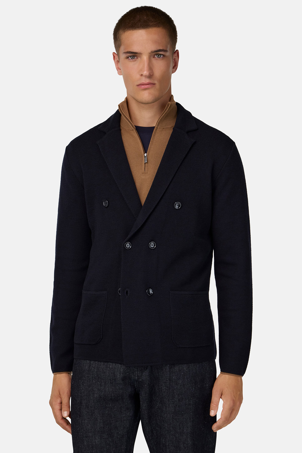 Suéter De Punto De Doble Botonadura de Lana Merina