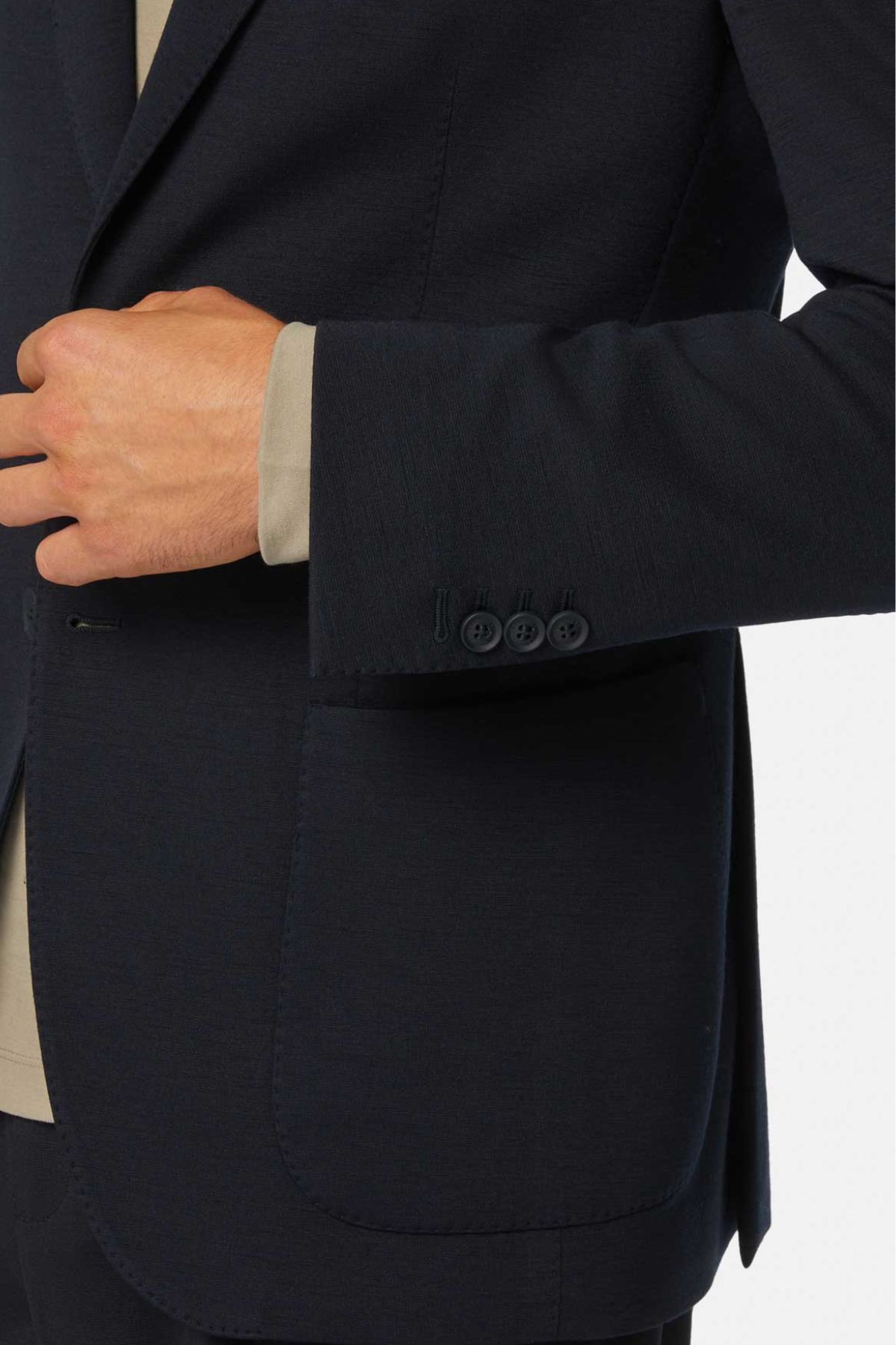 Chaqueta Azul Marino De Nailon Y Lana B Tech image number 2