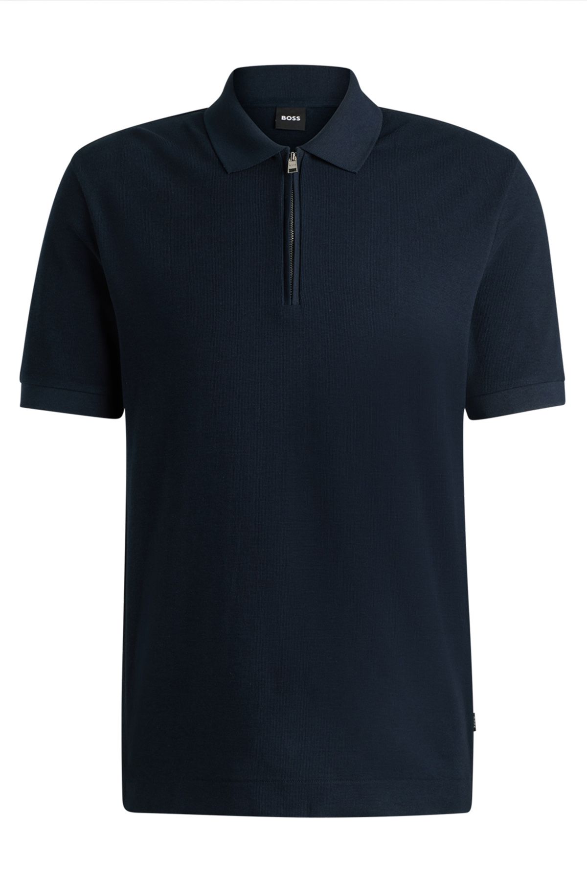 Polo De Punto Con Cuello Con Cremallera Y Estructura De Rejilla