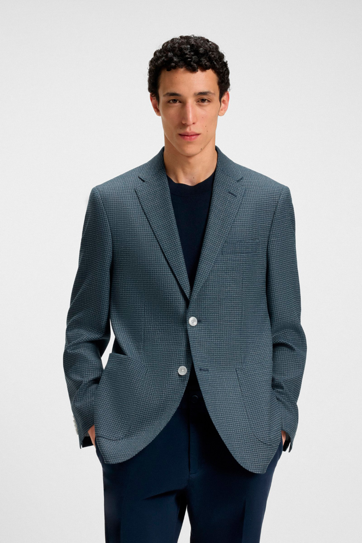 Blazer Regular Fit Con Estampado En Mezcla De Lana